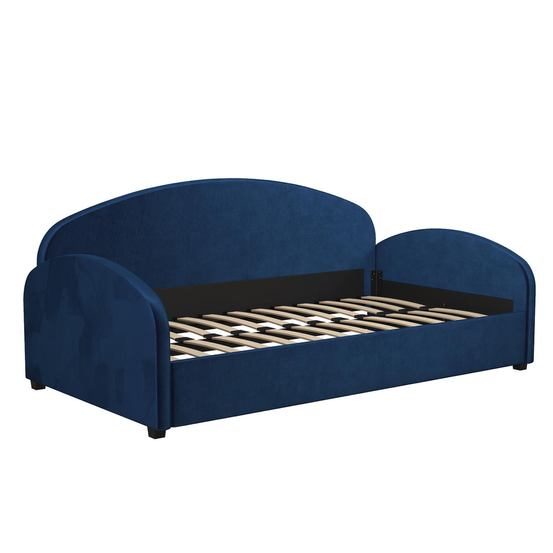 Moon Velvet Upholstered Daybed with Rounded Headboard - Blue - Twin