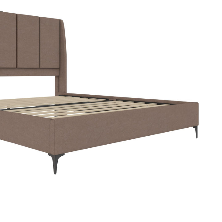 Lamora Upholstered Wingback Bed with USB Port - Taupe - Queen