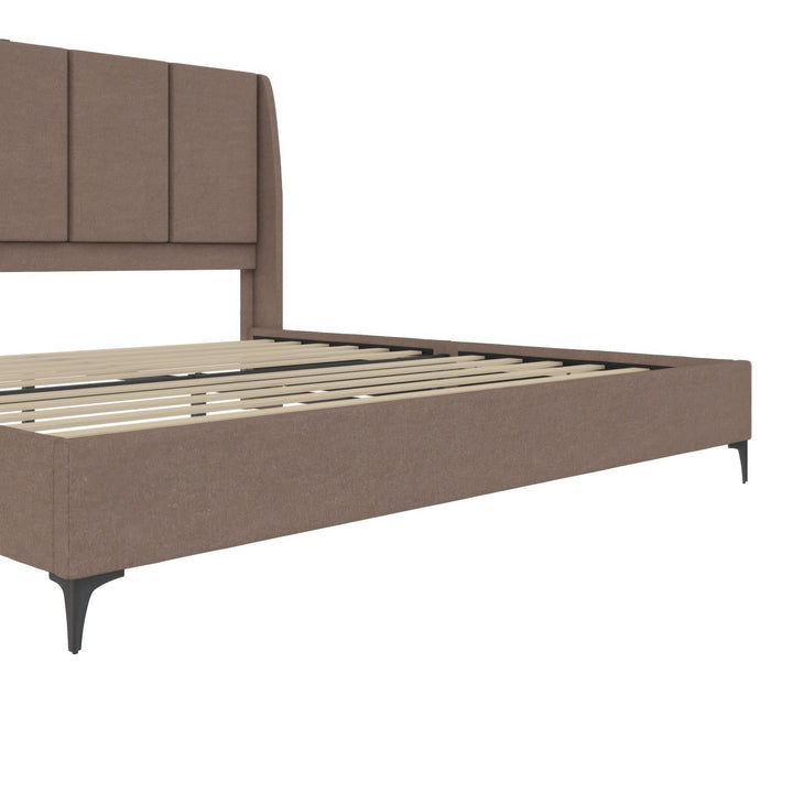 Lamora Upholstered Wingback Bed with USB Port - Taupe - King