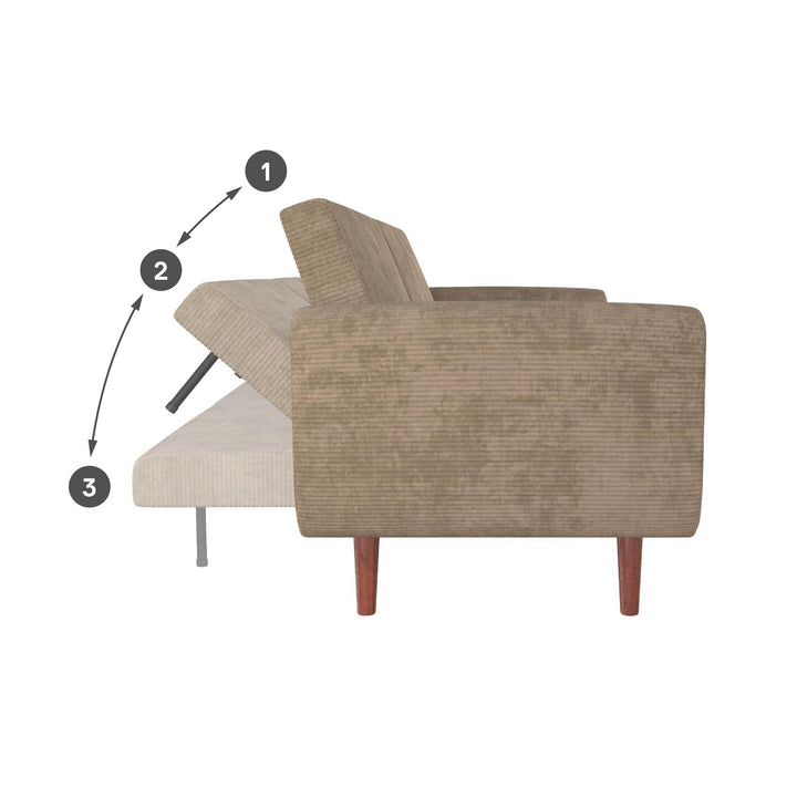 Daylen Mid-Century Futon Sofa Bed - Beige - 2-Seater