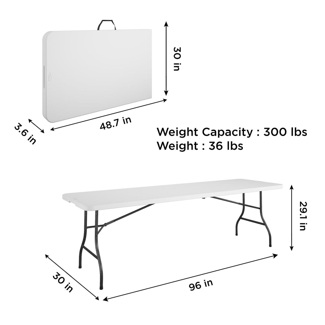 8 ft Fold-in-Half Banquet Folding Table with Handle - White - 8’ FIH