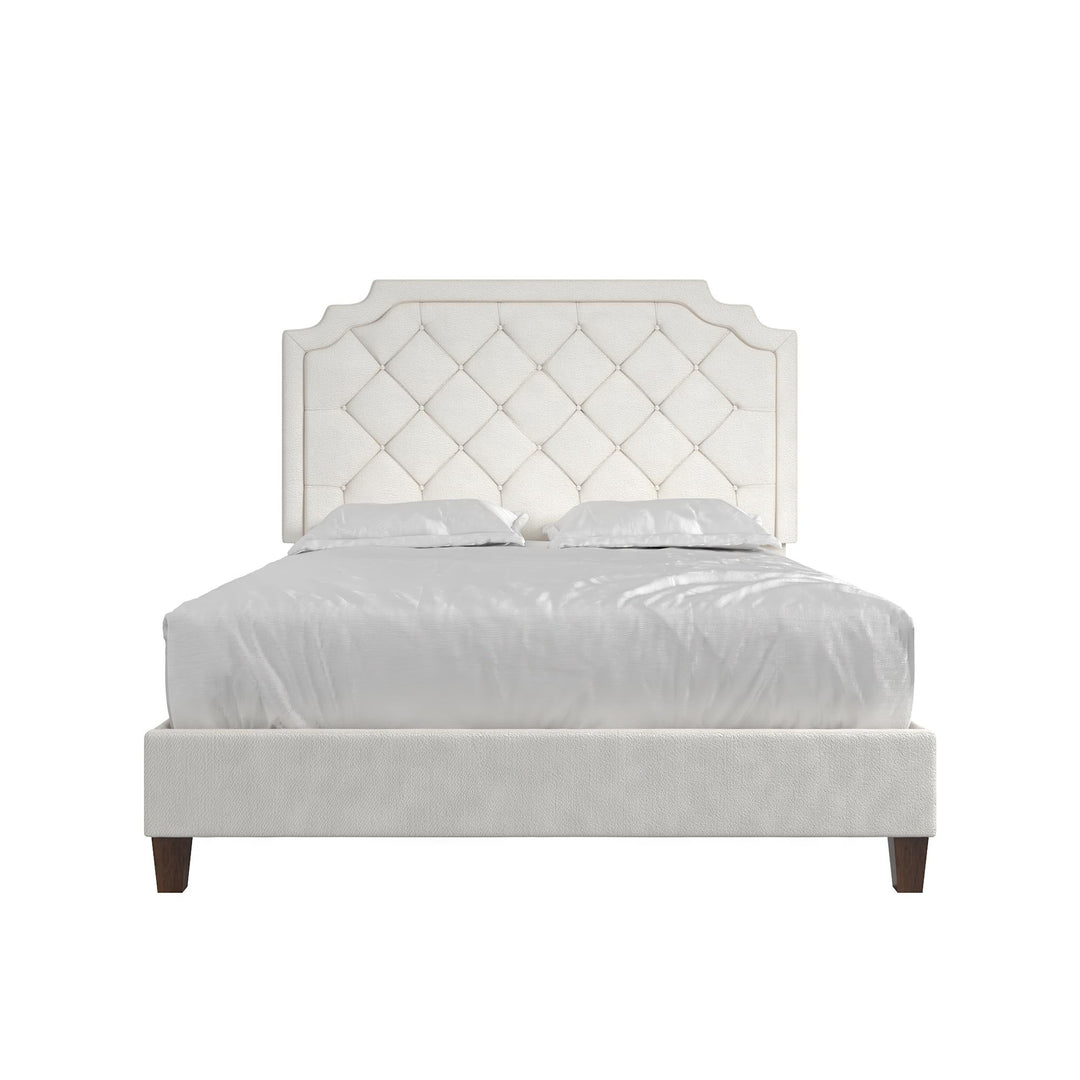 Eloise Chenille Upholstered Platform Bed - Ivory - Queen