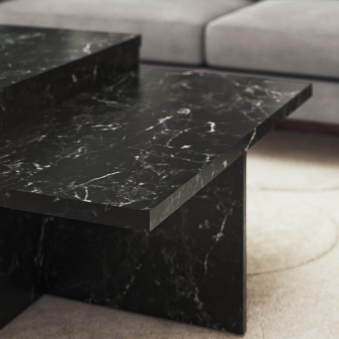 Brielle Two-Tiered Coffee Table - Black Marble