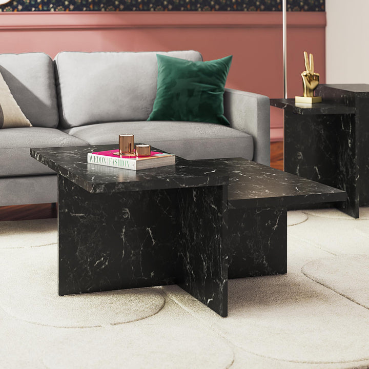 Brielle Two-Tiered Coffee Table - Black Marble