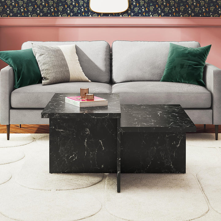 Brielle Two-Tiered Coffee Table - Black Marble