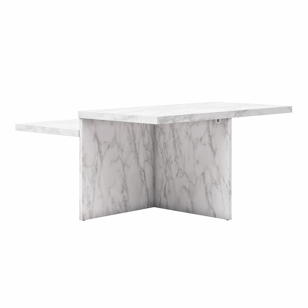 Brielle Two-Tiered Coffee Table - White marble