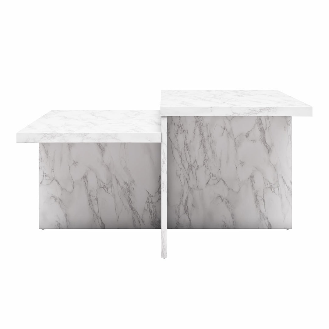 Brielle Two-Tiered Coffee Table - White marble