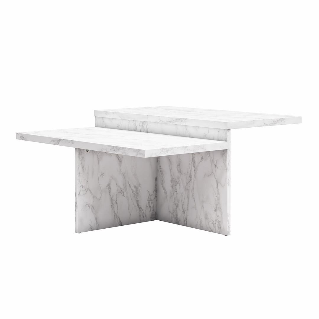 Brielle Two-Tiered Coffee Table - White marble