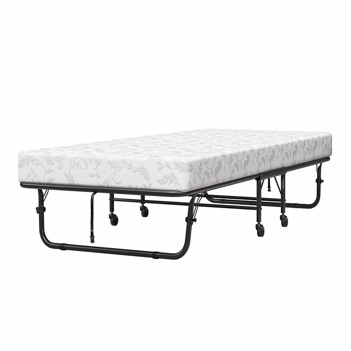 Folding Cot Guest Bed with 5 Inch Mattress - Black - Twin