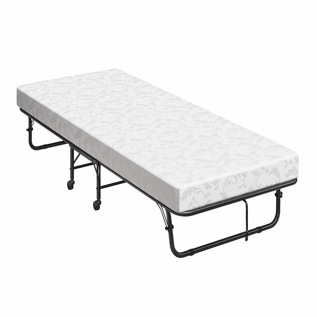 Folding Cot Guest Bed with 5 Inch Mattress - Black - Twin