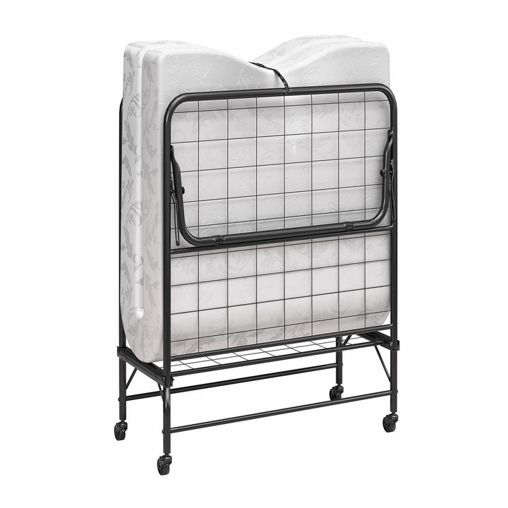 Folding Cot Guest Bed with 5 Inch Mattress - Black - Twin