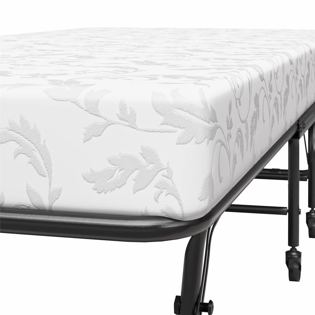 Folding Cot Guest Bed with 5 Inch Mattress - Black - Twin