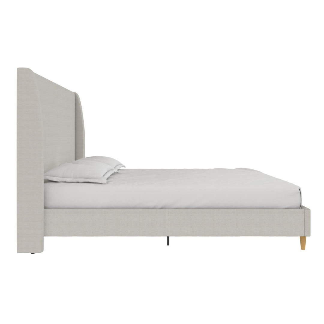 Tess Upholstered Bed with Wingback Headboard - Whiskey Gray Linen - King