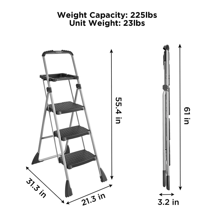 3 Step Steel Work Platform with 225 lb Weight Capacity - Platinum/Black - 1-Pack