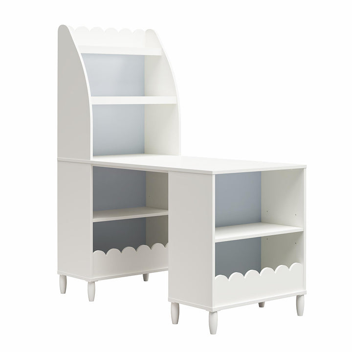 Cloud Kids' Desk with Shelves - White