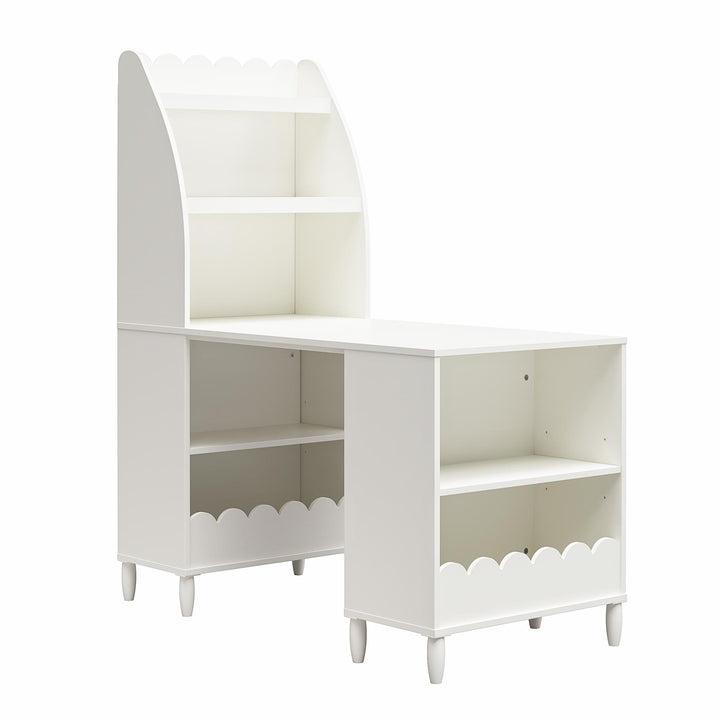 Cloud Kids' Desk with Shelves - White