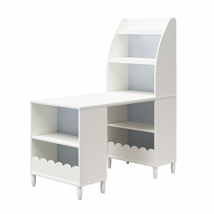 Cloud Kids' Desk with Shelves - White