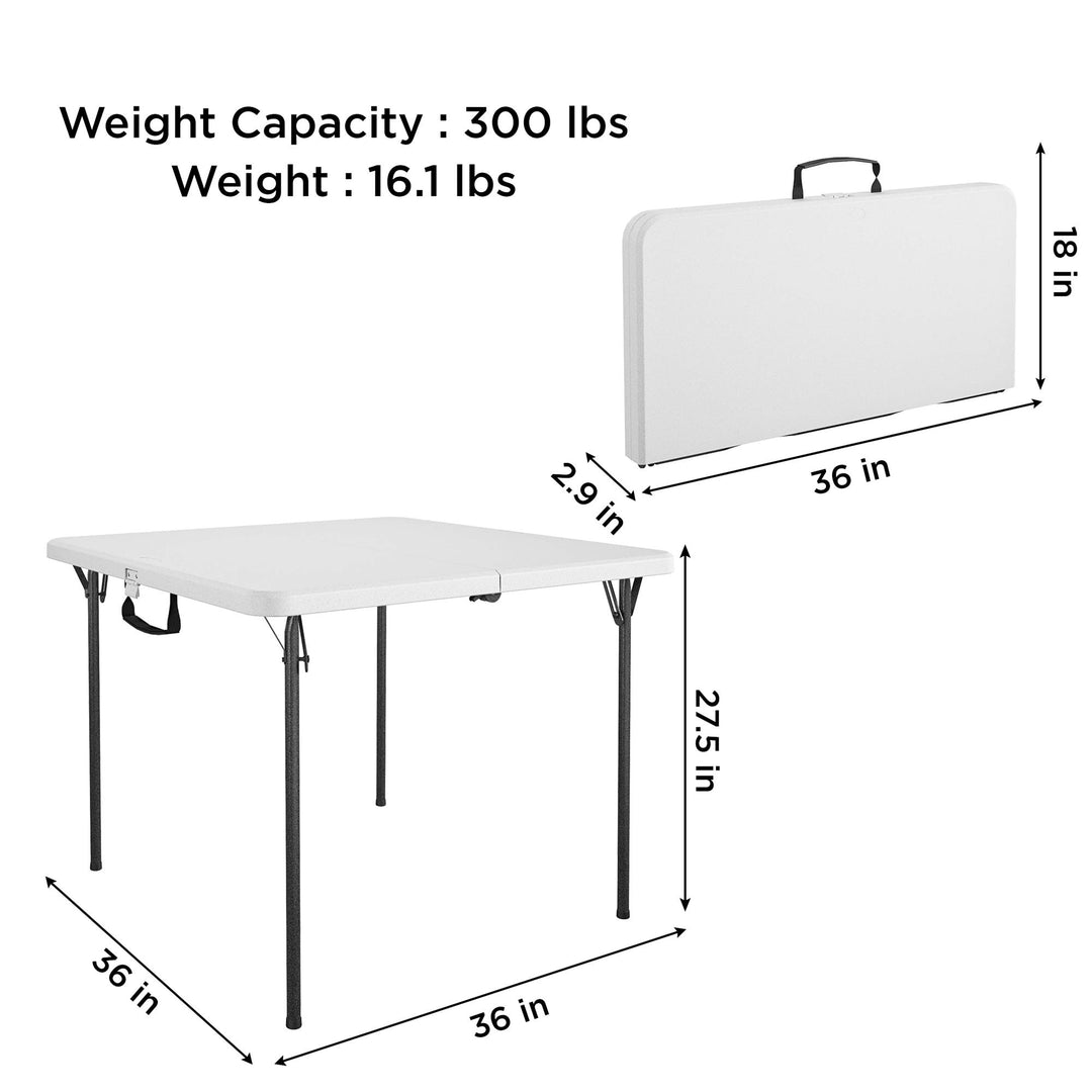 XL 36" Fold-in-Half Indoor/Outdoor Card Table with Handle - White