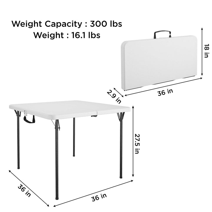 XL 36" Fold-in-Half Indoor/Outdoor Card Table with Handle - White