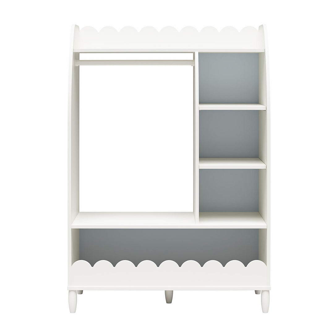 Cloud Kids Dress Up Storage and Clothing Rack with Toy Organizer and Shelves - White