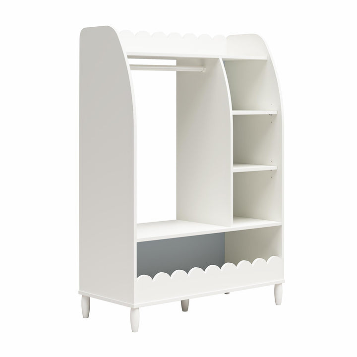 Cloud Kids Dress Up Storage and Clothing Rack with Toy Organizer and Shelves - White