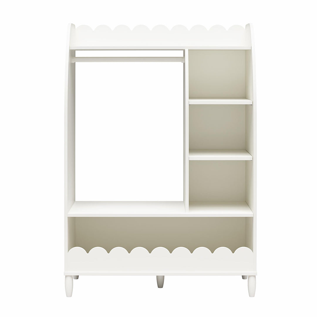 Cloud Kids Dress Up Storage and Clothing Rack with Toy Organizer and Shelves - White