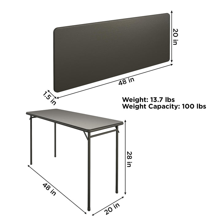 20 Inch x 48 Inch Vinyl Top Serving Folding Table for Indoor/Outdoor - Black - 20” x 48”