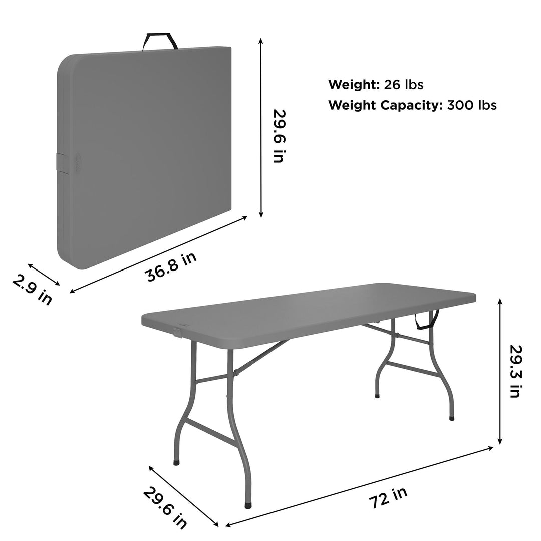 6 ft Fold-in-Half Banquet Folding Table with Handle - Gray - 6’ FIH