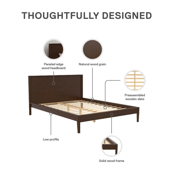 Ezra No-Tool Queen Platform Bed - Walnut - Queen