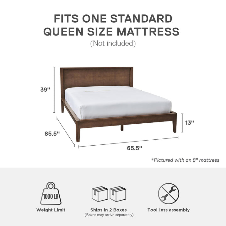 Ezra No-Tool Queen Platform Bed - Walnut - Queen