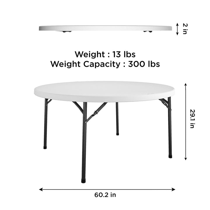 Commercial 5' Round Blow Mold Table - White