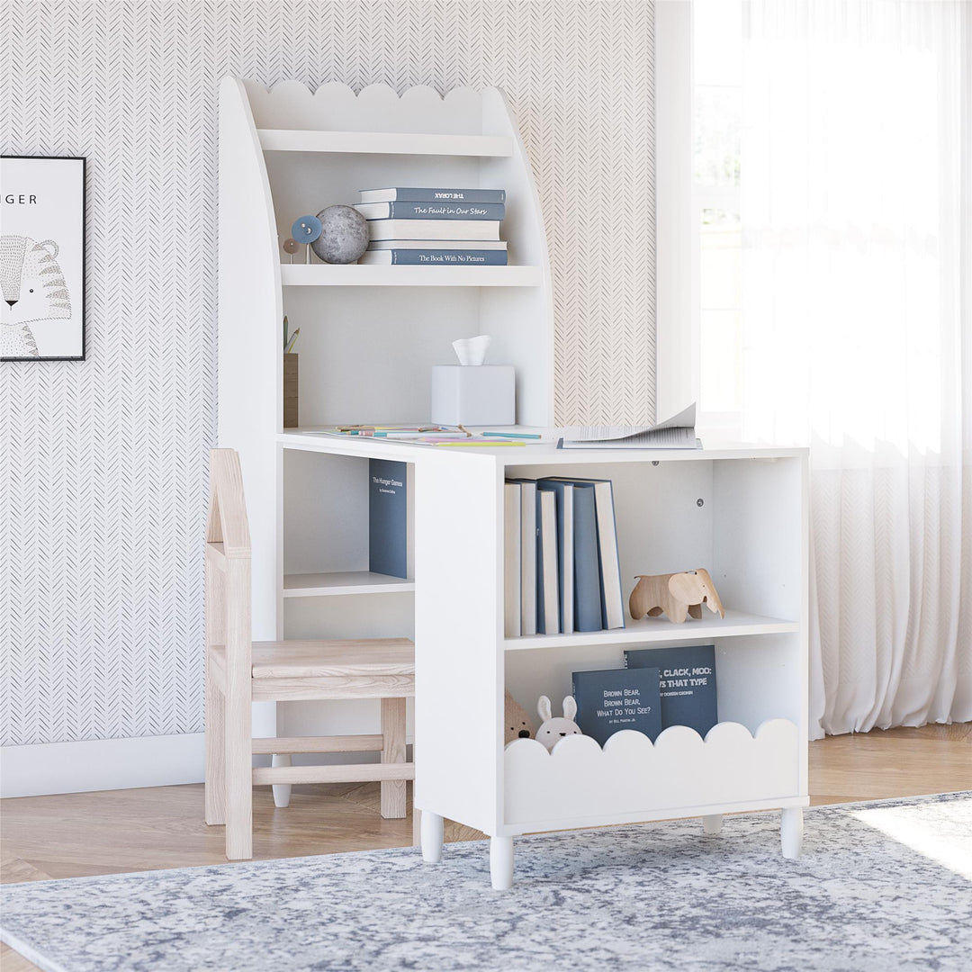 Cloud Kids' Desk with Shelves - White