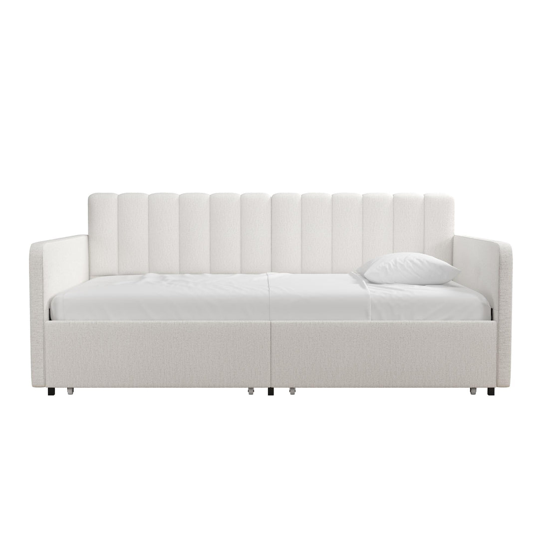 Stratford Upholstered Daybed with Storage Drawers - Cream - Twin