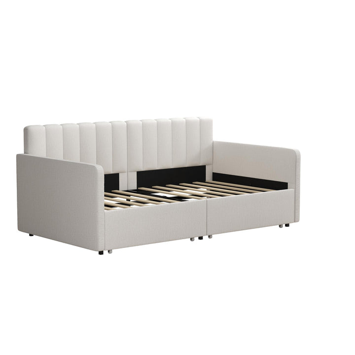 Stratford Upholstered Daybed with Storage Drawers - Cream - Twin