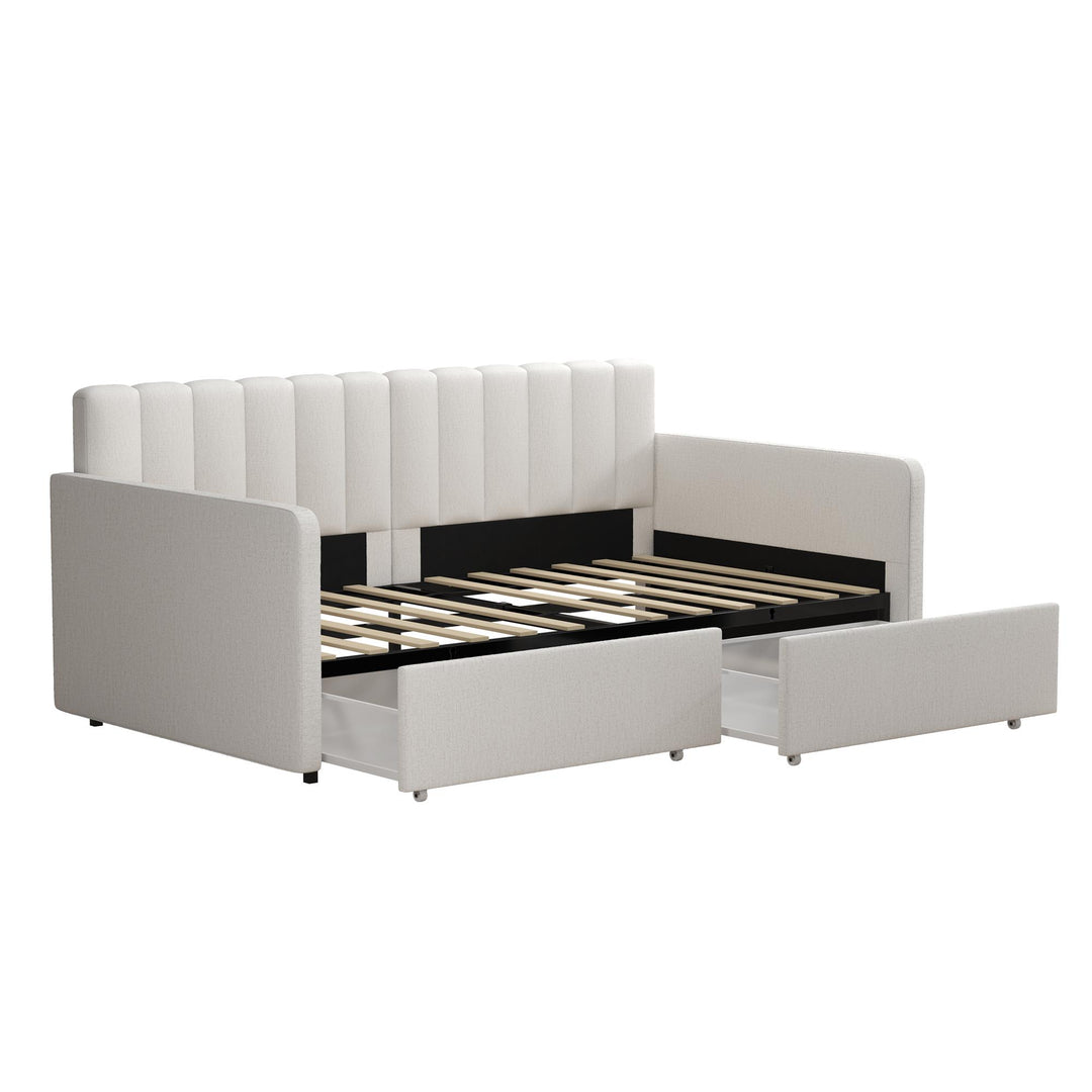 Stratford Upholstered Daybed with Storage Drawers - Cream - Twin