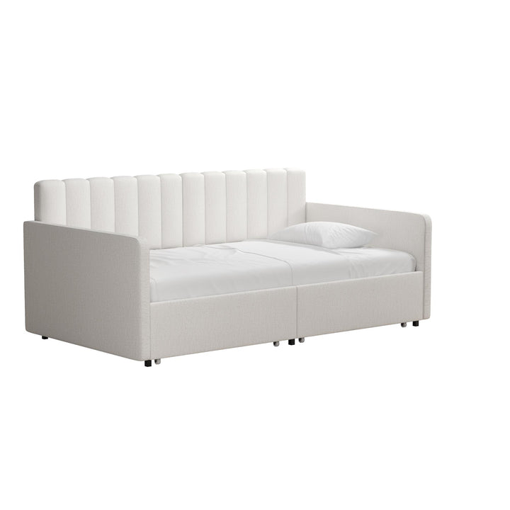 Stratford Upholstered Daybed with Storage Drawers - Cream - Twin