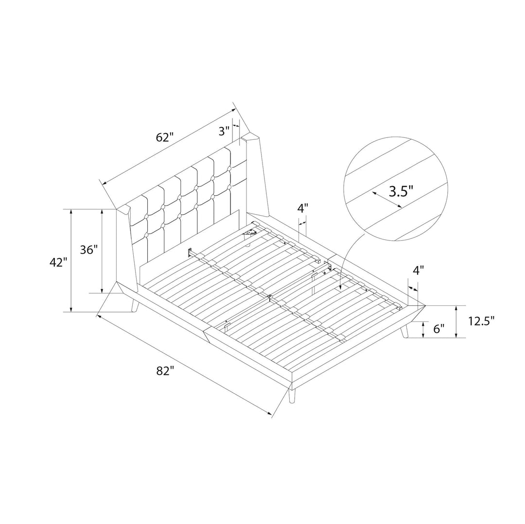 Farnsworth Upholstered Bed with Low Profile Platform Frame - Light Gray - Full