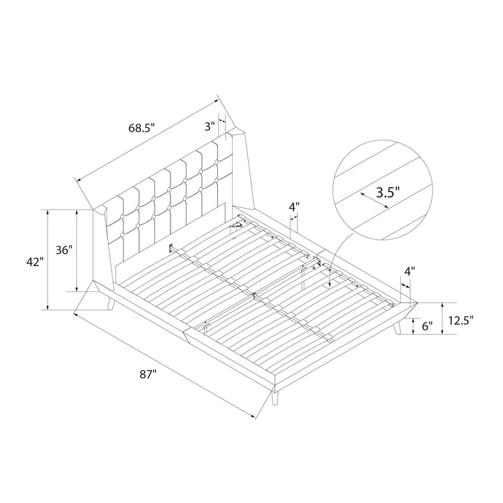 Farnsworth Upholstered Bed with Low Profile Platform Frame - Light Gray - Queen