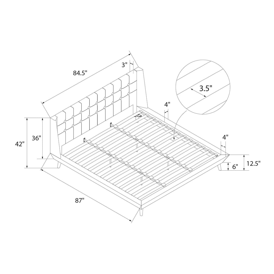 Farnsworth Upholstered Bed with Low Profile Platform Frame - Light Gray - King