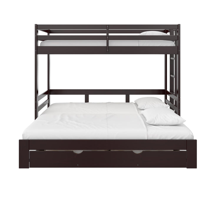 Rhodes Extendable Twin-over-Twin/King Bunk Bed with Storage Drawer, - Brown - Twin-Over-Twin