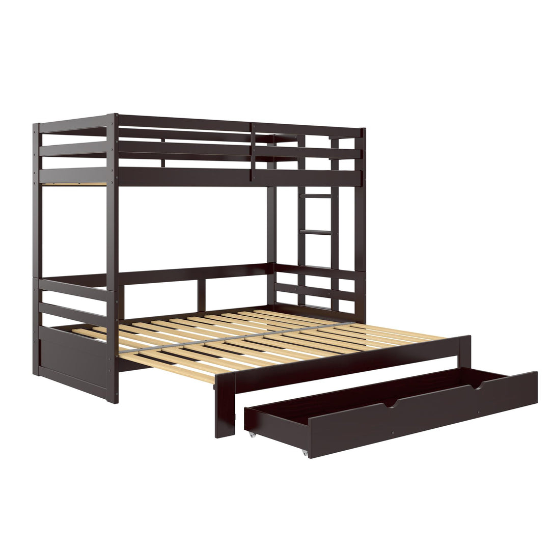 Rhodes Extendable Twin-over-Twin/King Bunk Bed with Storage Drawer, - Brown - Twin-Over-Twin