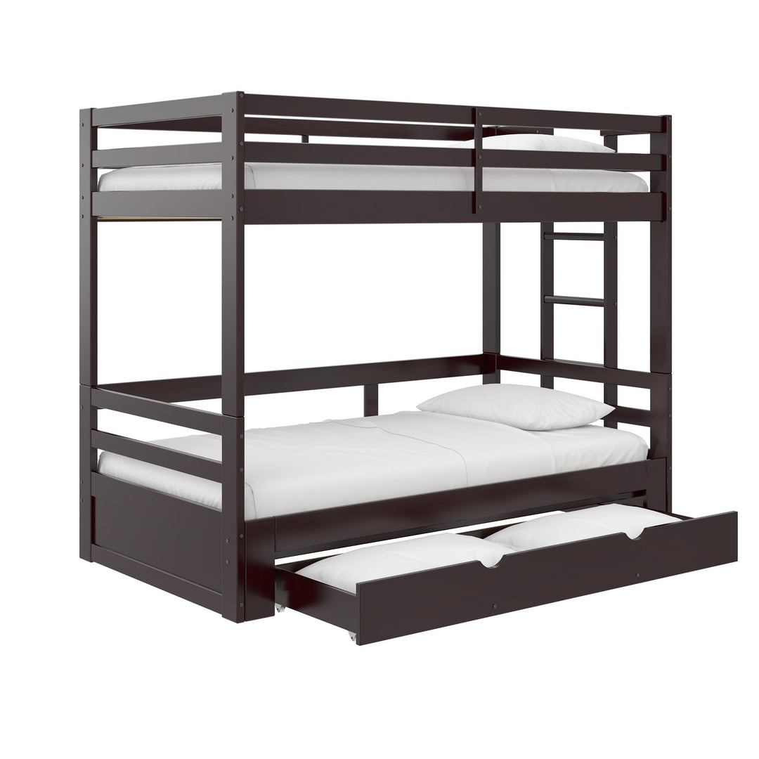 Rhodes Extendable Twin-over-Twin/King Bunk Bed with Storage Drawer, - Brown - Twin-Over-Twin