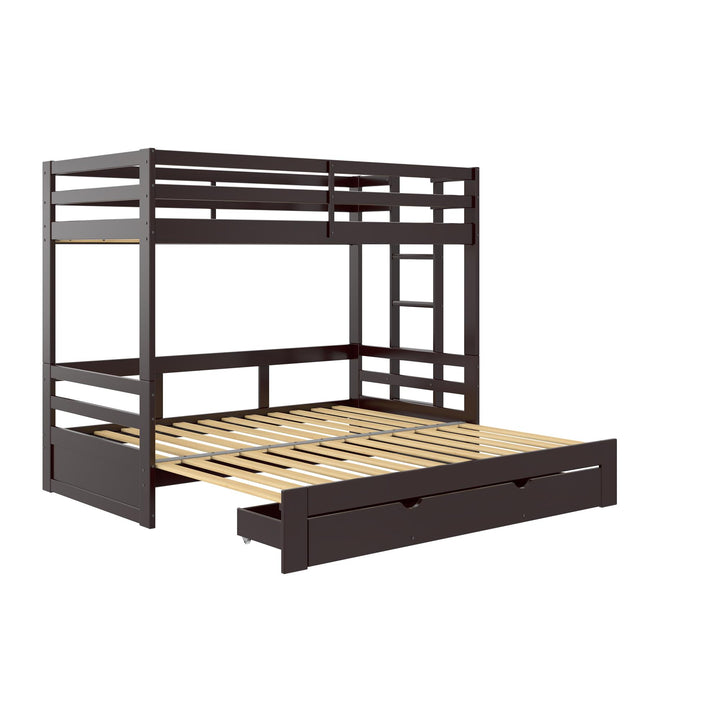 Rhodes Extendable Twin-over-Twin/King Bunk Bed with Storage Drawer, - Brown - Twin-Over-Twin