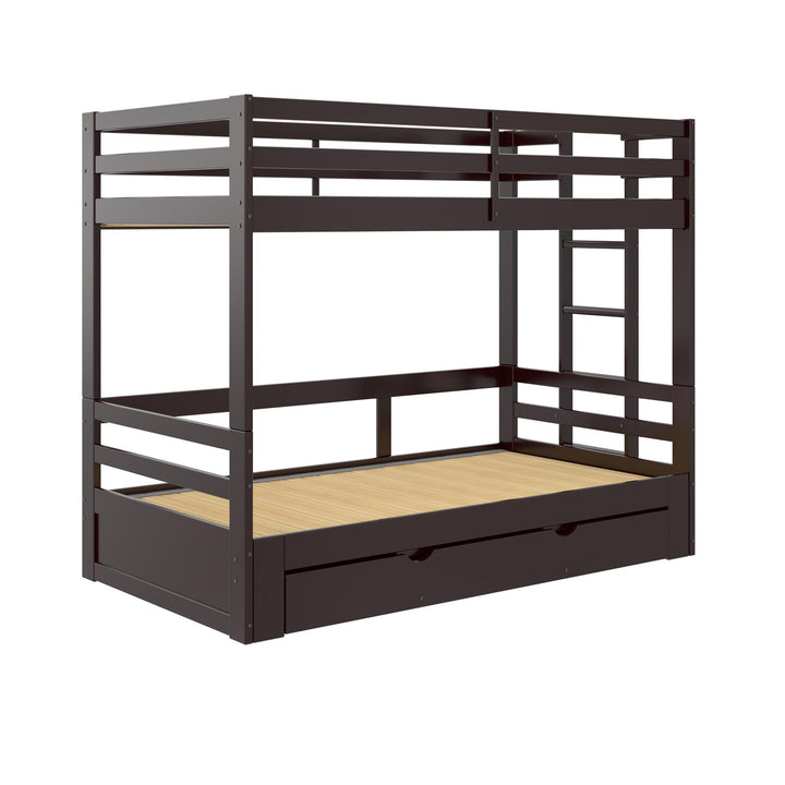 Rhodes Extendable Twin-over-Twin/King Bunk Bed with Storage Drawer, - Brown - Twin-Over-Twin