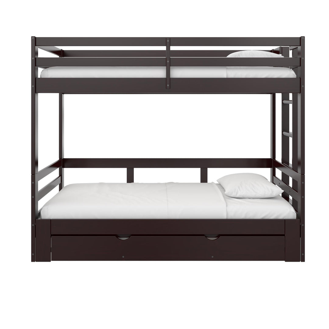 Rhodes Extendable Twin-over-Twin/King Bunk Bed with Storage Drawer, - Brown - Twin-Over-Twin