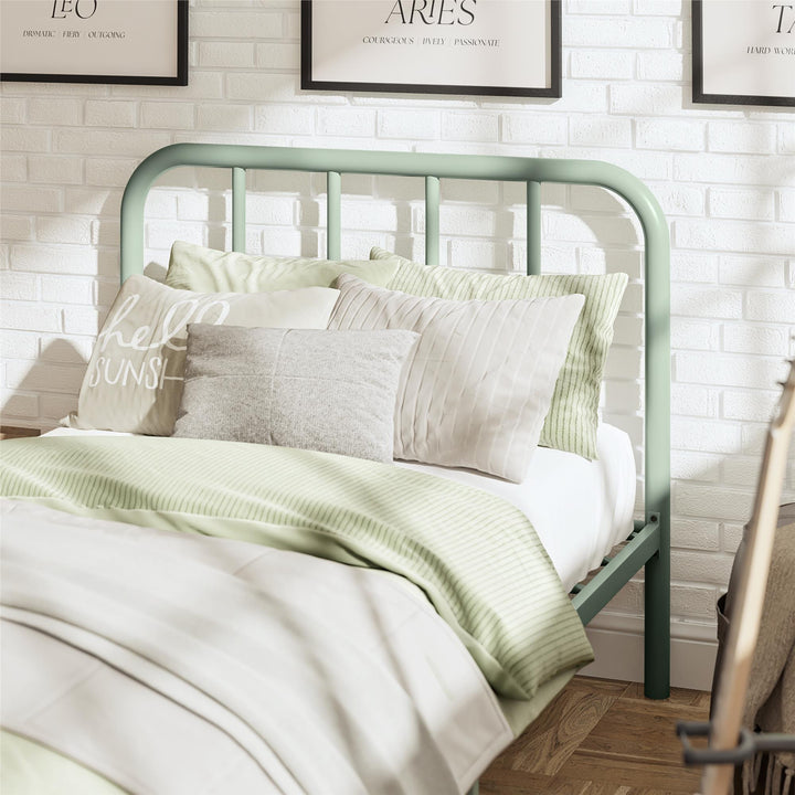 Marva Twin Metal Bed Frame with Headboard - Pale Green - Twin