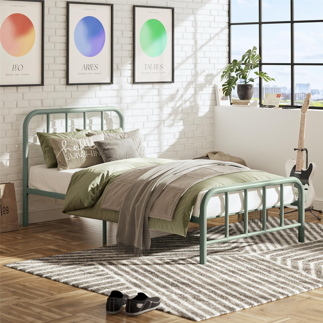 Marva Twin Metal Bed Frame with Headboard - Pale Green - Twin