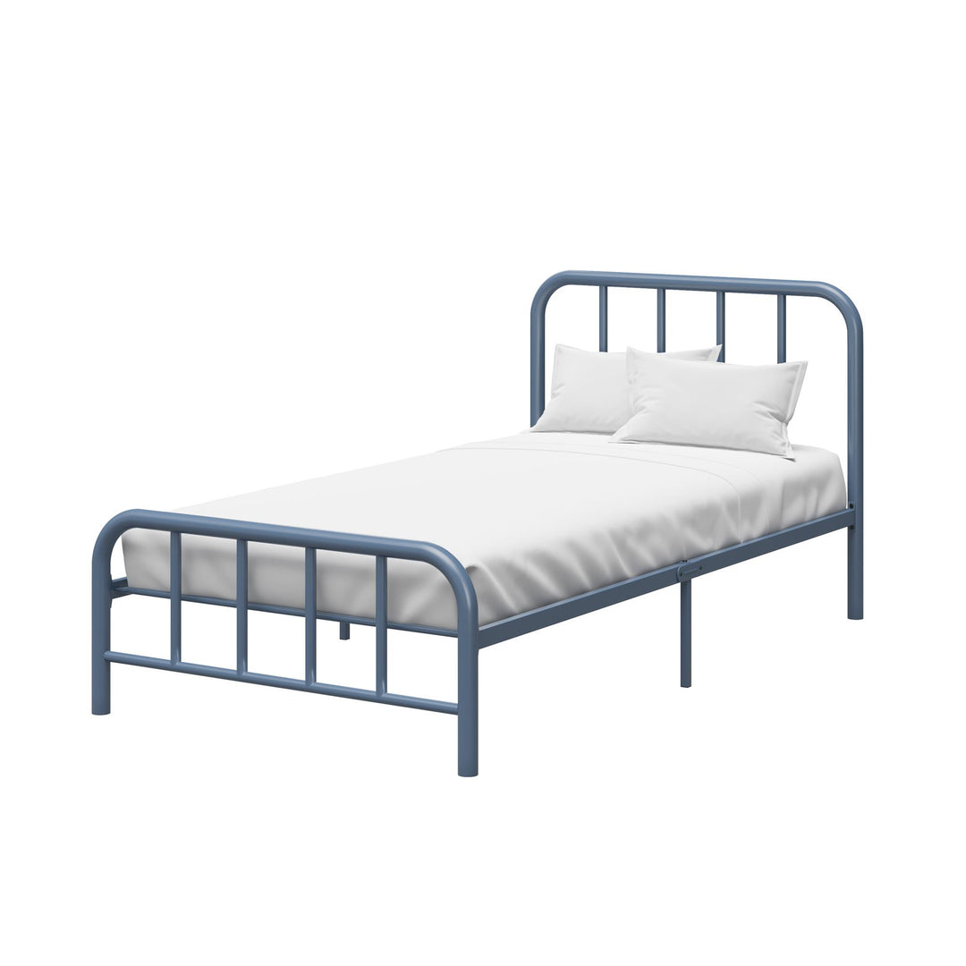 Marva Twin Metal Bed Frame with Headboard - Stone Blue  - Twin