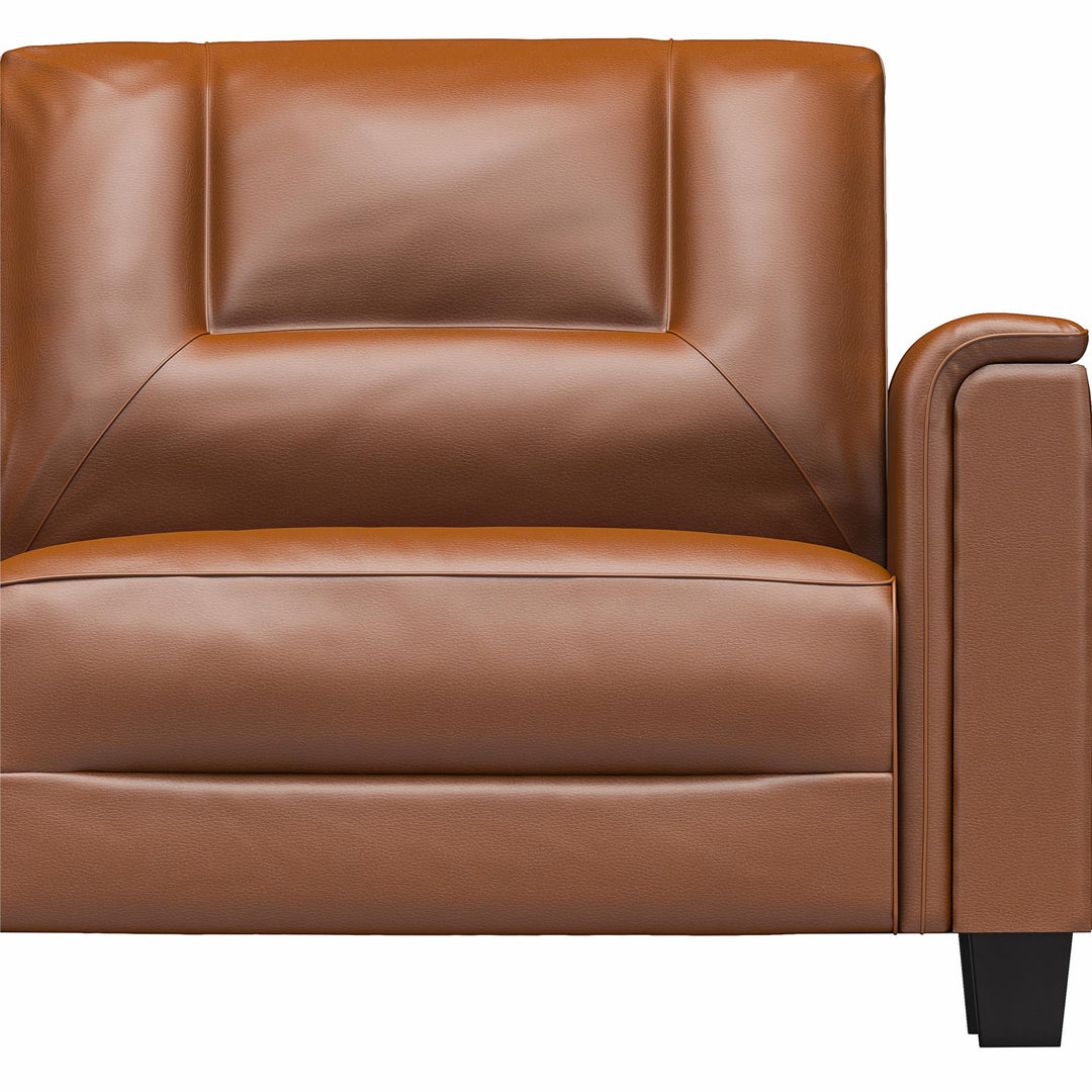 Bubba 75.5 inch Upholstered Sofa with Pillow Arms - Brown Faux Leather - 3-Seater