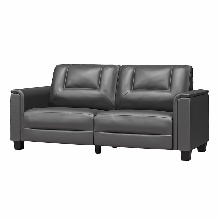 Bubba 75.5 inch Upholstered Sofa with Pillow Arms - Charcoal Faux Leather - 3-Seater